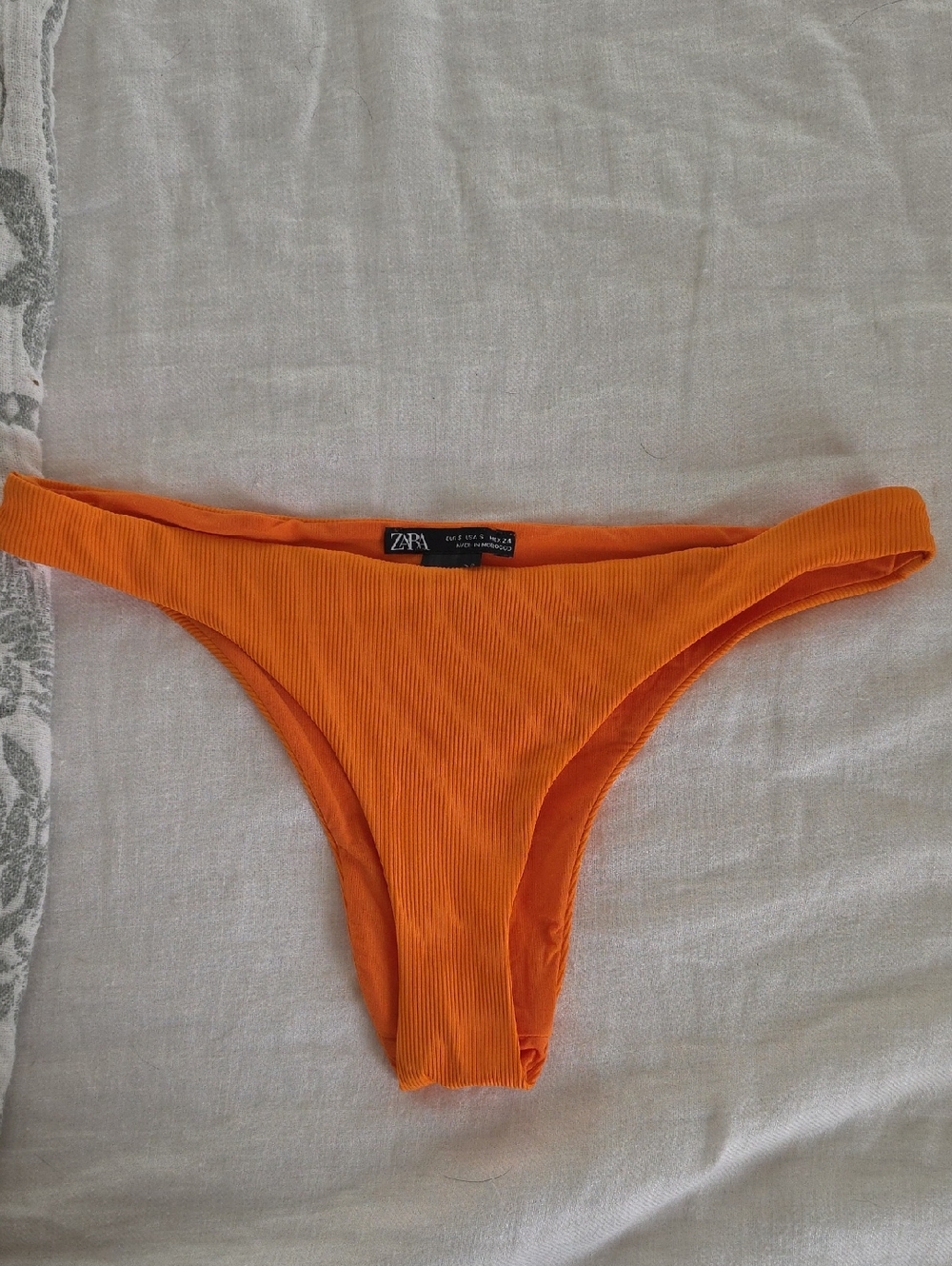 Zara Vibrant Orange Ribbed Bikini Bottom